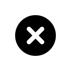 Fototapeta premium Close icon with white x mark on black circle, representing cancellation or error