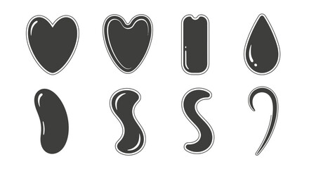 Black shapes vector set heart drop s curve design elements graphic