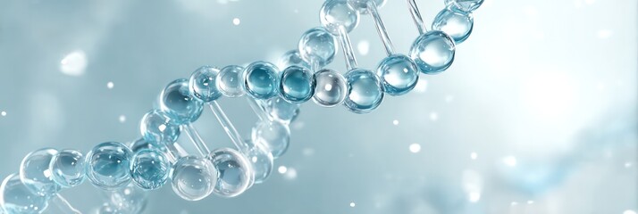 Scientific and cosmetology background with abstract molecular structure. Blue light transparent liquid bubbles