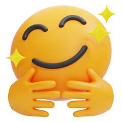 PNG 3D Hugging Face Emoji Icon Isolated on a White Background