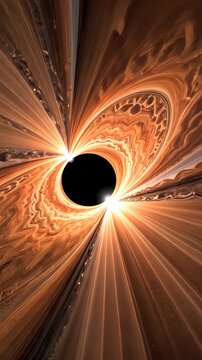 Stunning Cosmic Phenomenon: A Swirling Black Hole with Intricate Light Patterns in the Deep Universe Captured in Mesmerizing Detail