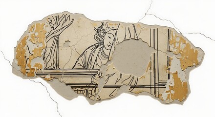 “Bold tribal markings painted on yellowed aged paper, textured surface, ancient cultural symbols, vintage handcrafted look.