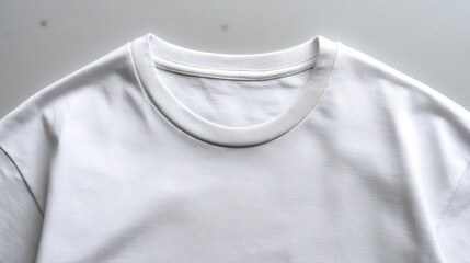 Plain white cotton T-shirt template for fashion design on a neutral studio backdrop