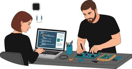 icons, tech tools, cad drawing flat vector illustration