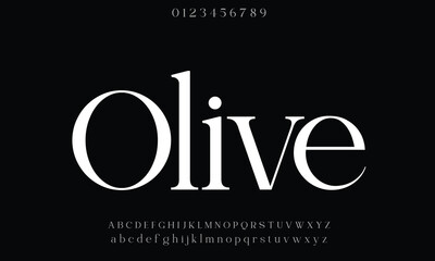 Olivera vector font alphabet with numbers