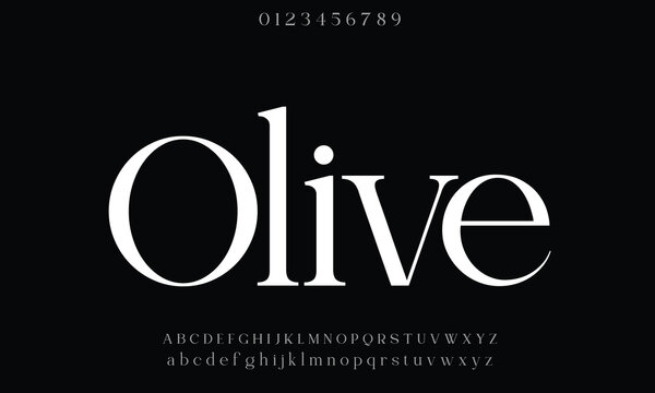 Olivera vector font alphabet with numbers