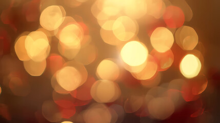 Warm and cozy Christmas bokeh background with softly blurred golden and red lights. The glowing festive atmosphere adds a sense of joy and celebration, ideal for holiday greeting cards, New Year desig