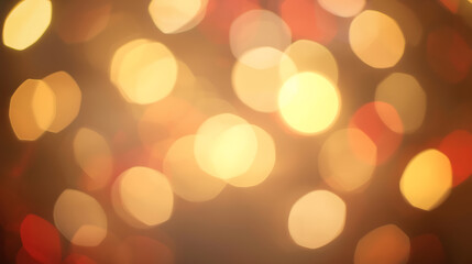 Warm and cozy Christmas bokeh background with softly blurred golden and red lights. The glowing festive atmosphere adds a sense of joy and celebration, ideal for holiday greeting cards, New Year desig