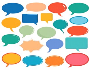 Colorful assortment of speech bubbles, diverse shapes, and varied colors