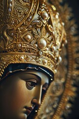 Obraz premium Ornate religious icon with gold and pearl details celebrating Orthodox Christmas