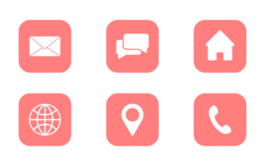 Contact and Navigation Icons Set in Rounded Square Style
