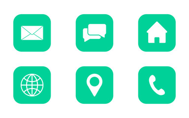 Contact and Navigation Icons Set in Rounded Square Style
