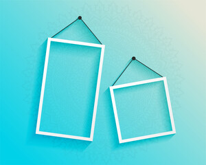 hanging frames with floral design on Blue Gradient Background