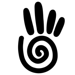 Primitive Tribal Art, Ancient Kokopelli Figure Silhouette, Ethnic, Cave Painting art, illustration of history paint 