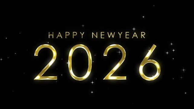 2026 happy new year 2026 gold animated godbye 2025 background greetings welcome happy new year 2026 gold shining sparkling open new page 4k
