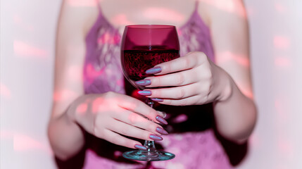  a glass of red wine in the hands of a vampire, AI generated