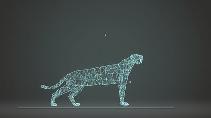 projection of a saber-toothed cat in a museum AI generated
