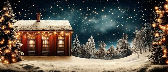 Winter night landscape.
