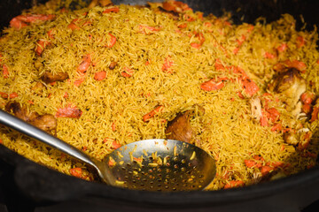 Traditional Plov - Spiced Yellow Rice with Meat, Ready to Serve