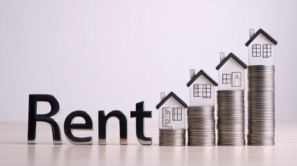 Rising rent prices housing market graph, real estate cost increase, property inflation concept