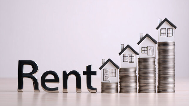 Rising rent prices housing market graph, real estate cost increase, property inflation concept