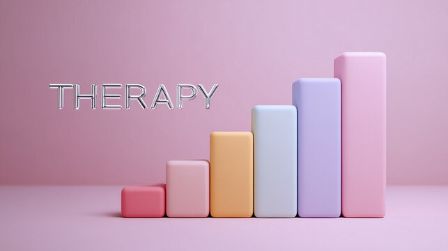 Gentle therapy progress chart, emotional wellness improvement, mental health growth concept