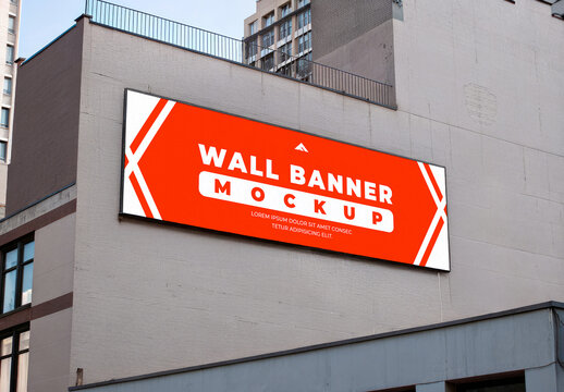 Wall Banner Mockup on an Exterior Building Corner