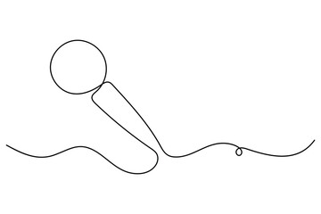 Continuous one line drawing of wired microphone minimalist illustration
