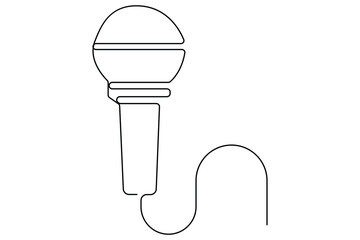 Continuous one line drawing of wired microphone minimalist illustration
