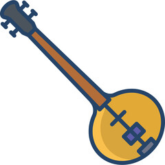 Illustration Of A Banjo With A Yellow Body And Brown Neck On A Transparent Background