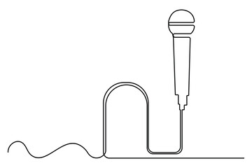Continuous one line drawing of wired microphone minimalist illustration
