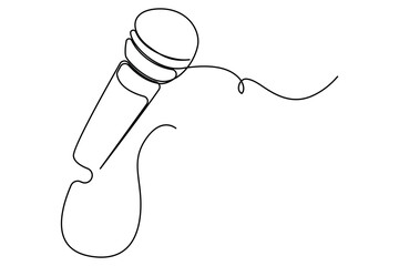 Continuous one line drawing of wired microphone minimalist illustration
