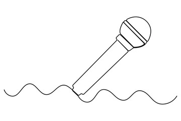 Continuous one line drawing of wired microphone minimalist illustration
