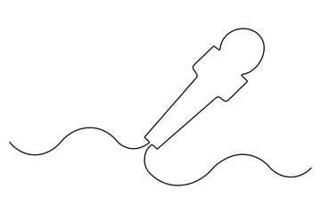 Continuous one line drawing of wired microphone minimalist illustration
