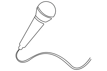 Continuous one line drawing of wired microphone minimalist illustration
