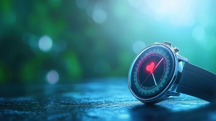 Red pulse beats on a smartwatch screen, tracking fitness levels during a workout.