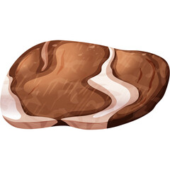 Illustration Of A Brown And White Stone With Marbled Texture On A Transparent Background