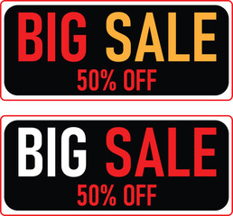 Big Sale Promotional Banner with 50 Percent Discount on Black Background