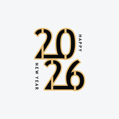 Happy New Year 2026 Illustration Text Logo