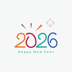 Happy New Year 2026 Illustration Text Logo