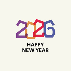 Happy New Year 2026 Illustration Text Logo
