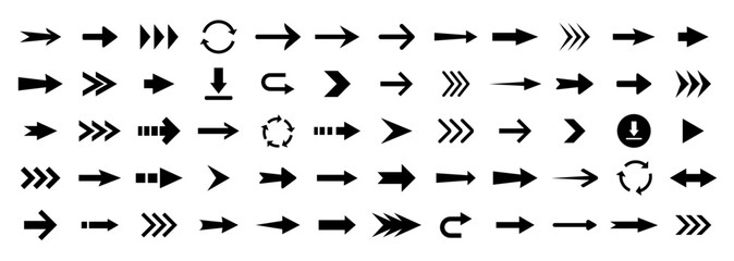 Naklejka premium Arrows logo. Arrow vector icon. Set arrow icons. Collection arrows sign. Black arrow icon set. Vector illustration