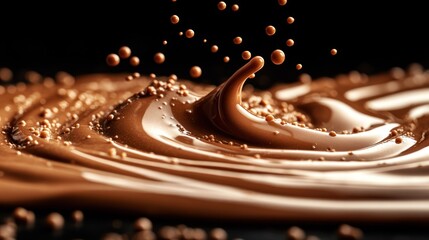 Chocolate liquid splash, swirling patterns