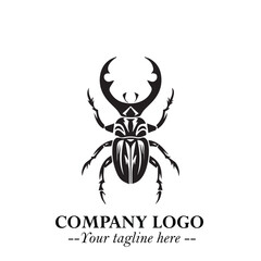 Beetle Logo Symbol in Black on the White Background with Simple Modern Insect Design