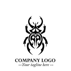 Beetle Logo Symbol in Black on the White Background with Simple Modern Insect Design