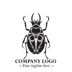 Beetle Logo Symbol in Black on the White Background with Simple Modern Insect Design