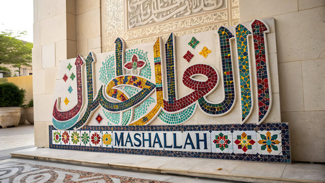 Beautiful arabic calligraphy art decorative mosaic work