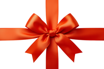 A close-up view of a vibrant orange ribbon gracefully fashioned into a decorative bow, perfectly presented to celebrate the moment of giving and receiving.