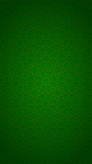Green Islamic Vertical Background Vector With Decorative Geometric Pattern Ornament For Ramadan Kareem, Eid Mubarak & Other Moslem Celebration Day Green Dark Color Theme