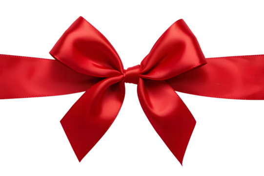 A luxurious, vivid crimson ribbon, meticulously crafted into a graceful bow, epitomizes elegance and adds a touch of sophistication. 